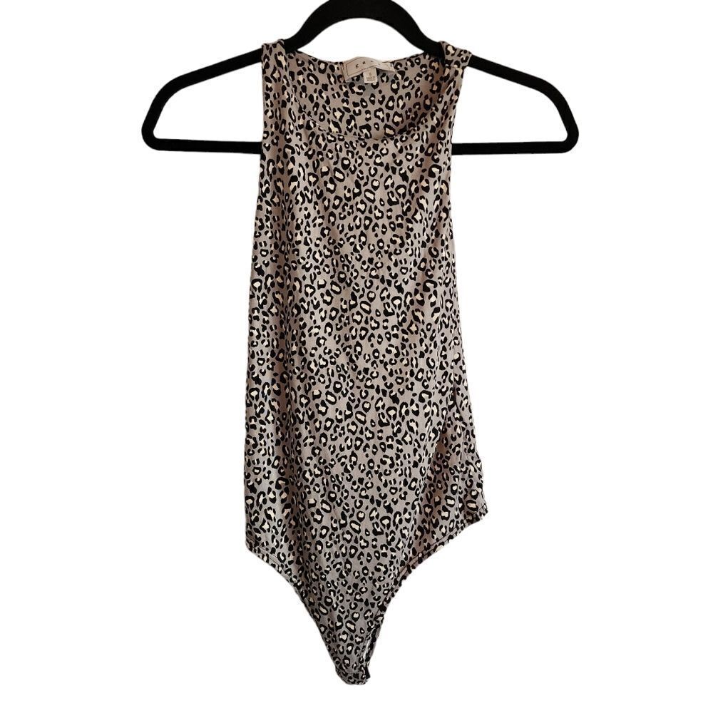 Gaze Leopard Print Bodysuit - Black and Cream